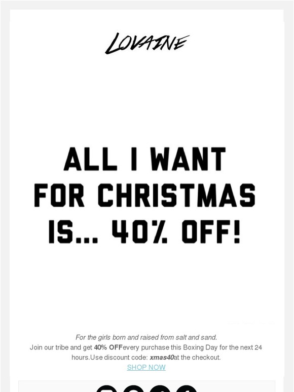 40% OFF Boxing Day SALE!