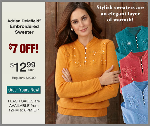 Haband 7 Off Ladies' Embroidered Sweater! Milled