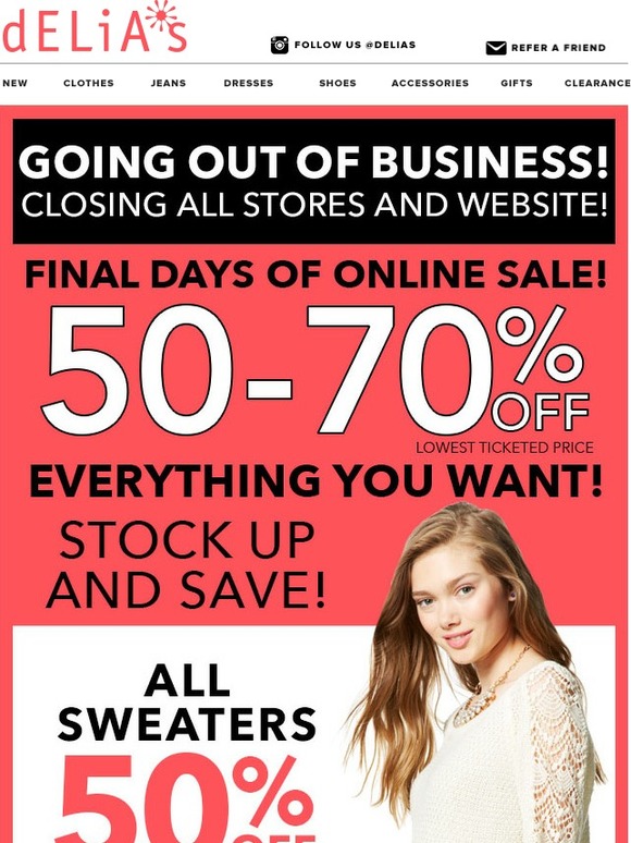 FINAL DAYS OF ONLINE SALE! DON'T MISS IT!
