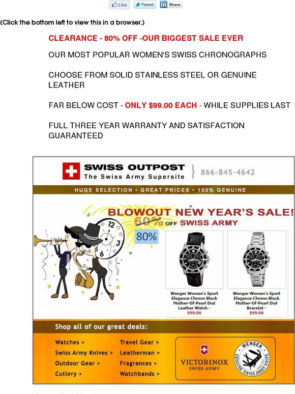 80% Off Women's Swiss Chronographs