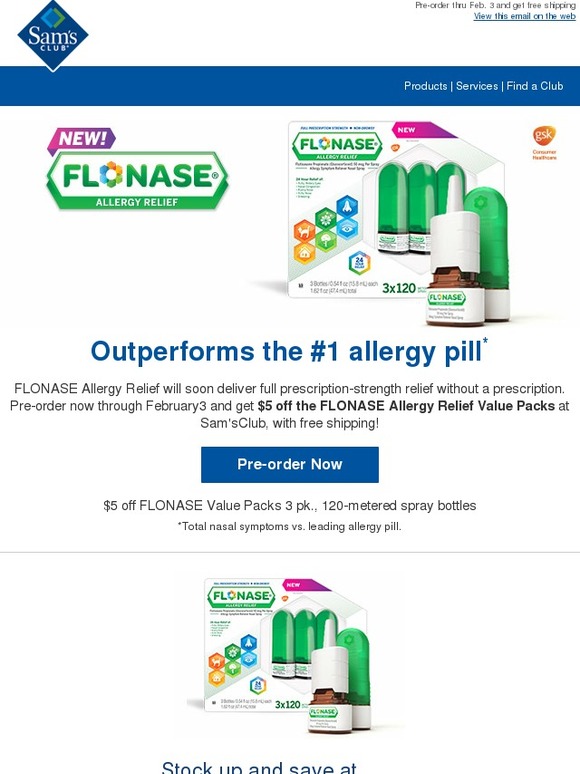 Sam's Club Get 5 off Allergy Relief value pack Milled