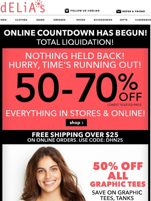 DELIAS.COM IS CLOSING SOON!