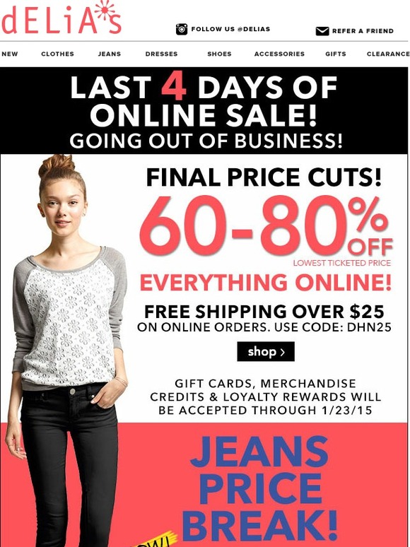 LAST 4 DAYS OF ONLINE SALE! FINAL PRICE CUTS!