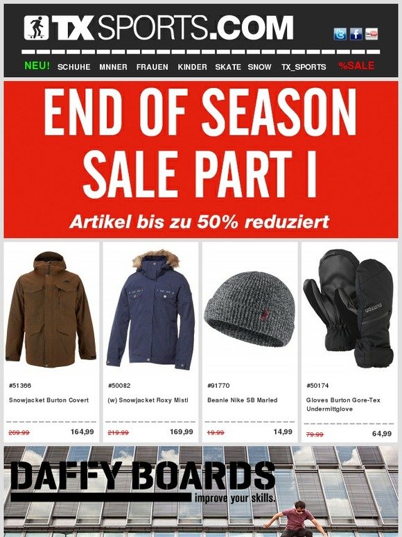 Bis zu 50% sparen - End of Season Sale Part I