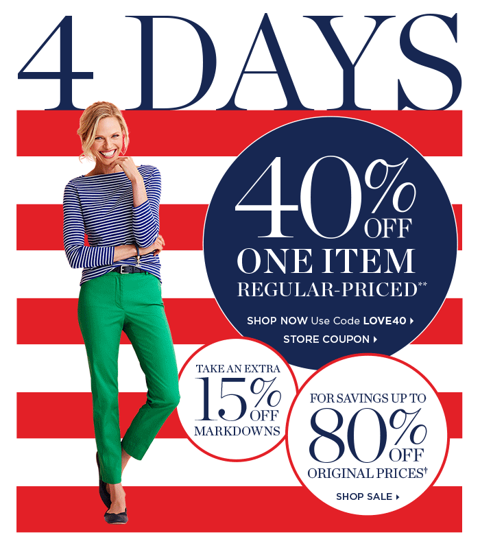 Talbots: Up to 80% Off Sale + 40% Off 1 + Free Shipping. Yay! | Milled