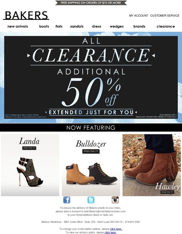 Bakers Shoes SALE EXTENDED ALL CLEARANCE ADDITIONAL 50 OFF Milled