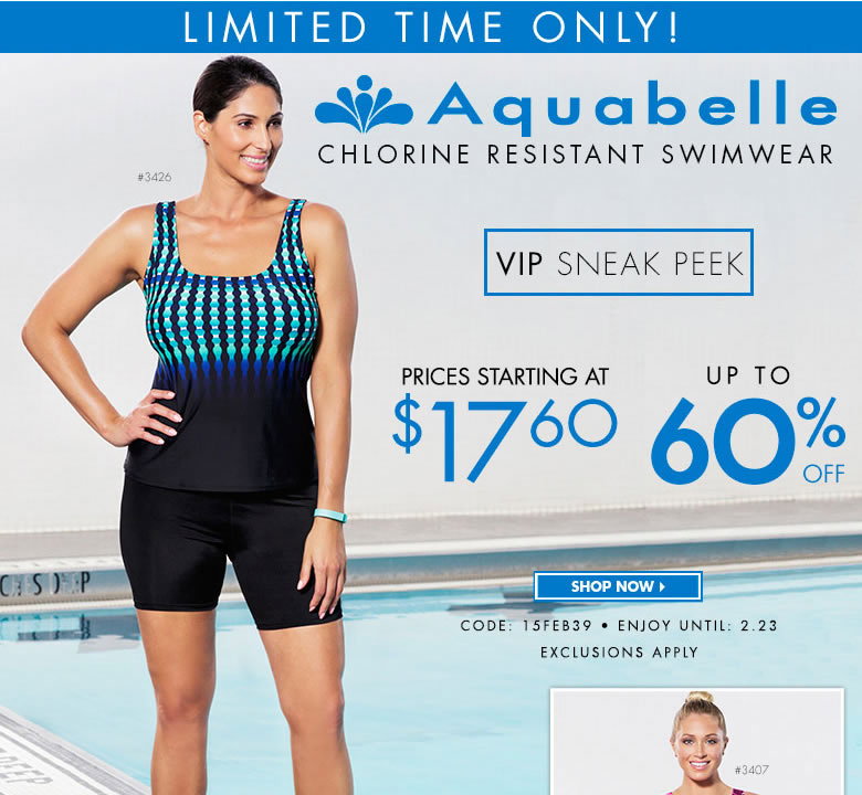 swimsuitsforall.com: 60% OFF Aquabelle Chlorine Resistant Swimwear!