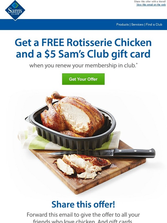 Sam's Club FREE rotisserie chicken, plus 5 at Sam's Club—yes, really