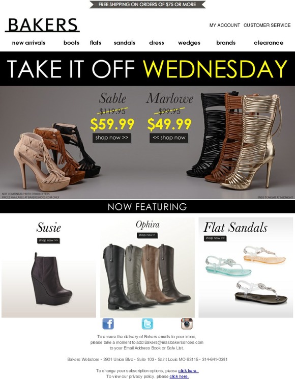 Bakers Shoes: B OUTLET IS BACK! 50%-80% OFF ORIGINAL PRICES ...