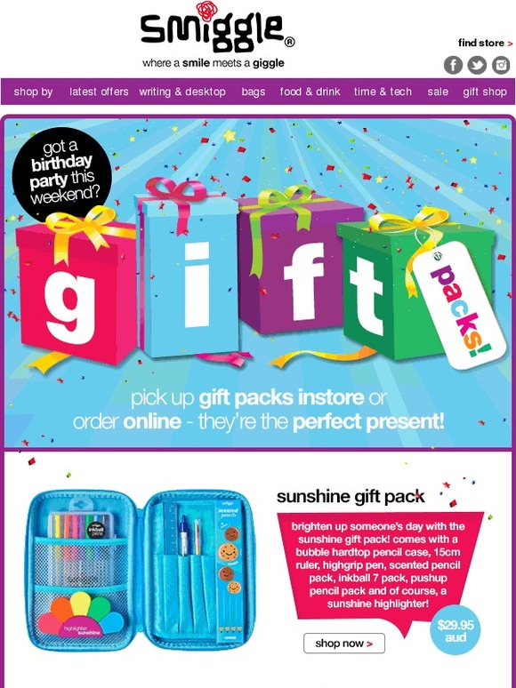 Smiggle smiggle gift packs = the perfect present! Milled