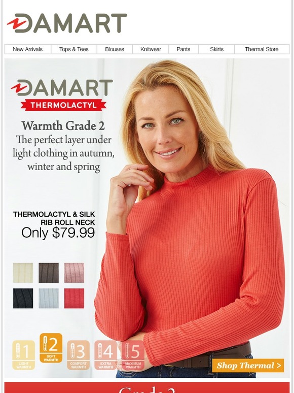 Damart UK Thermal Warmth Grade 2 The perfect layer under light