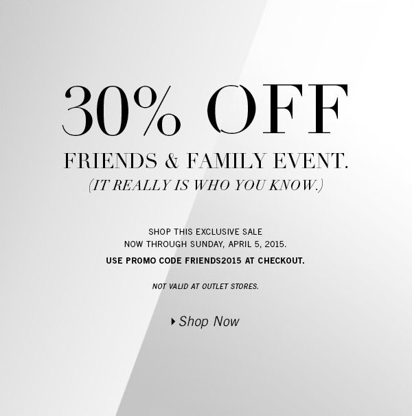 Kenneth Cole: Don't miss our 30% off Friends & Family Event