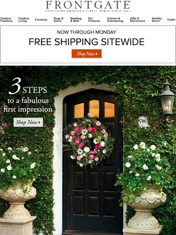 Frontgate 3 steps to a fabulous first impression + FREE shipping