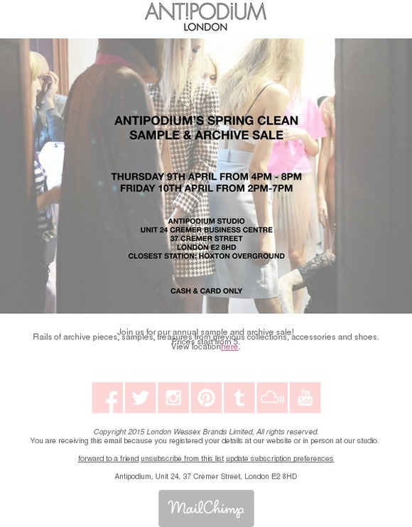 Spring clean sample sale