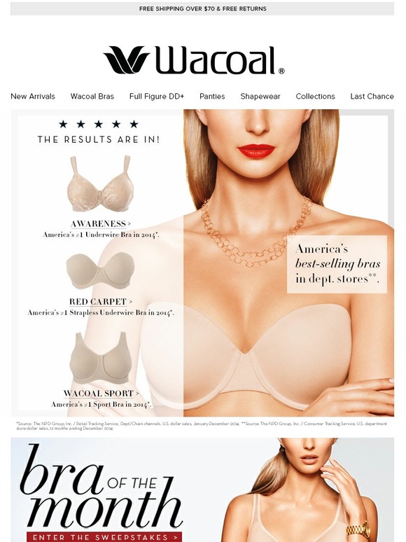 Wacoal America's bestselling bras in department stores**! Milled