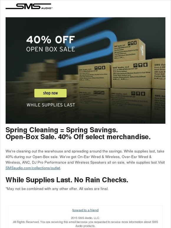 Open Box Sale. 40% Off while they last.