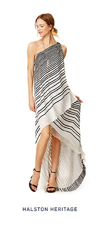 Halston Heritage - Draped Stripe Maxi Dress