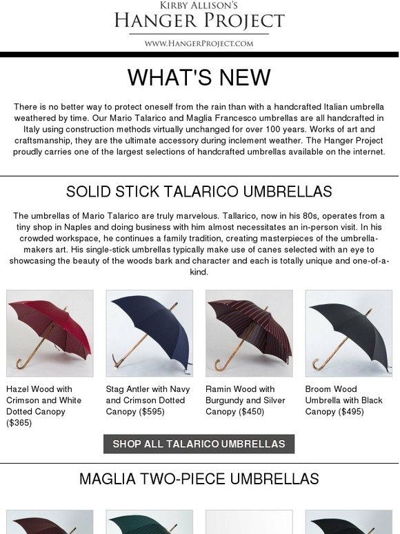MARIO TALARICO Bamboo Folding Travel Umbrella with Solid Black Canopy 