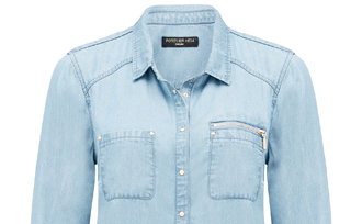 Cassie Double Stud Zip Denim Shirt
