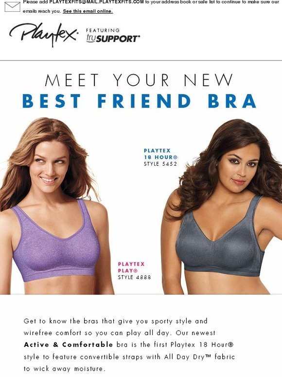 New Bra, Playtex, Active Comfort Convertible Wire-Free Sports 5452