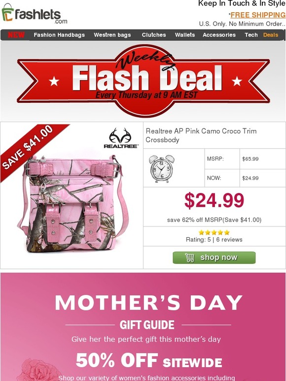 Fashlets Flash Deal - 2015 Spring Best Seller - Realtree Camo Messger Bag Only $24.99