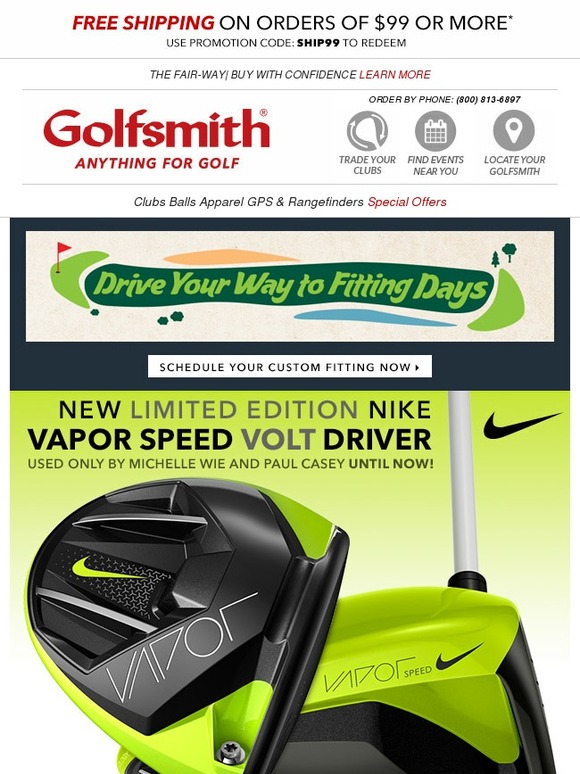 Golfsmith NEW Nike Vapor Speed Volt Driver Milled