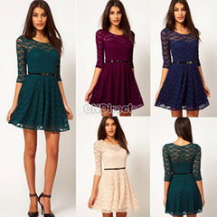 Women's Round Neck Lace Dress