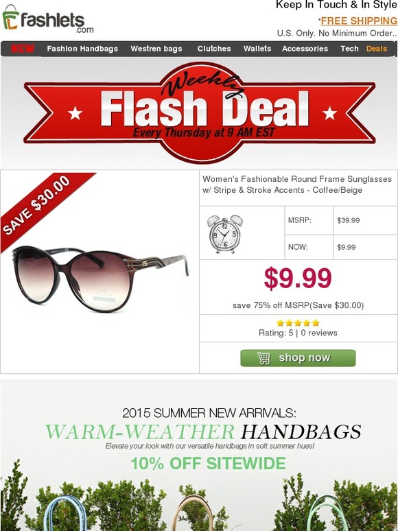 Fashlets Flash Deal - Women Classsic Sunglasses only $9.99