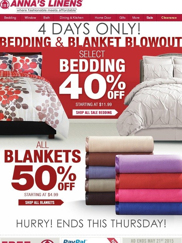 Bedding & Blanket Blowout! 4 Days Only!