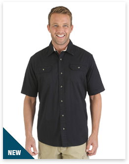 Wrangler® Short Sleeve Twill/Chambray Solid Shirt