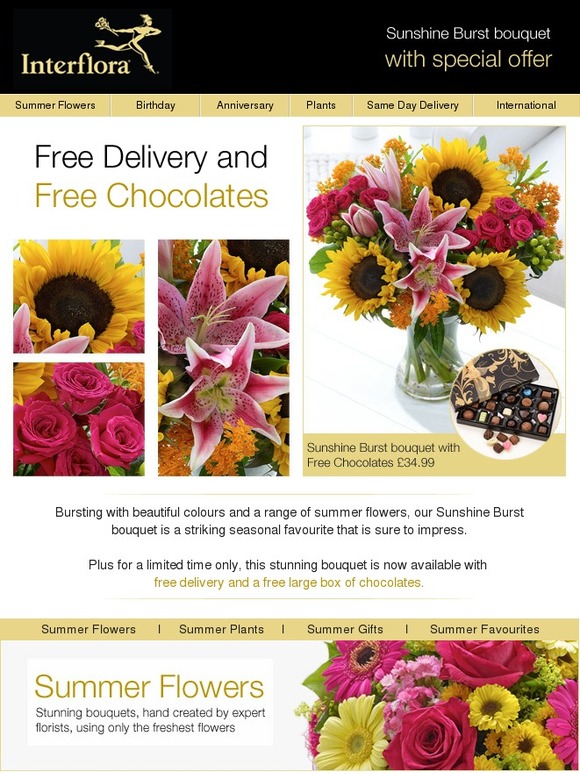 Interflora Free Delivery plus Free Chocolates Milled