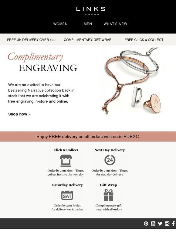 Enjoy delivery & engraving on us...