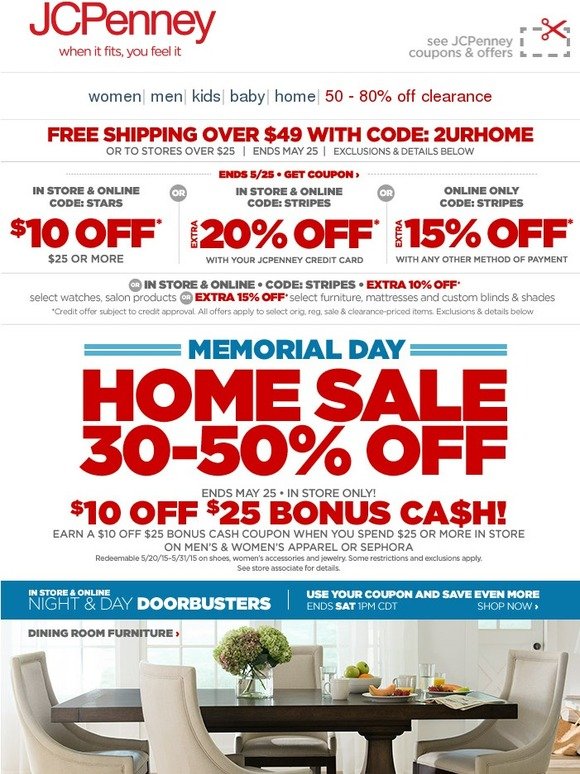 JCPenney: Up to 80% Off Clearance Sale (+ New $10 Off $25 Purchase Coupon)