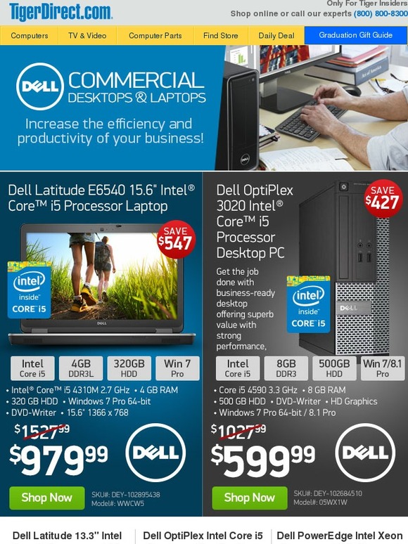 TigerDirect: DELL Core i5 Pro Laptops & Desktops Starting @ $599 | Milled