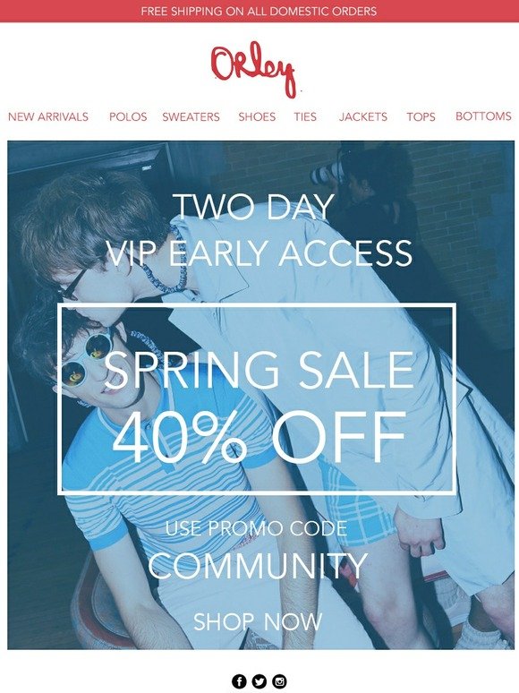 VIP Early Access Sale: 40% Off SS15