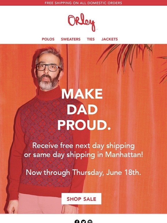 Just In Time For Father's Day: Free Next Day Shipping