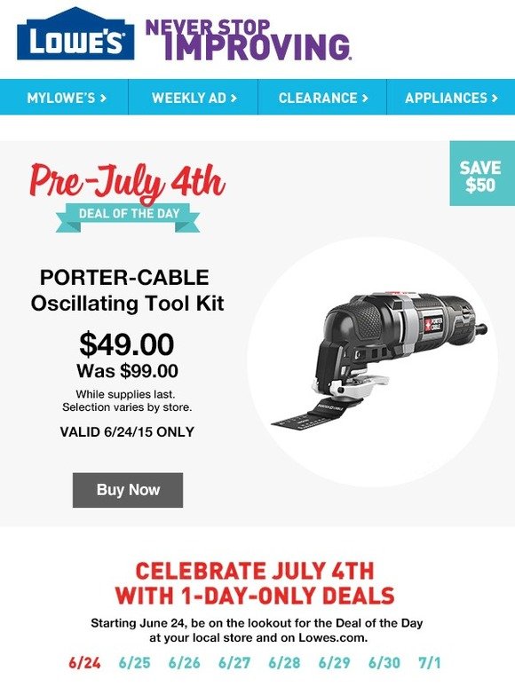 lowes deal of the day email