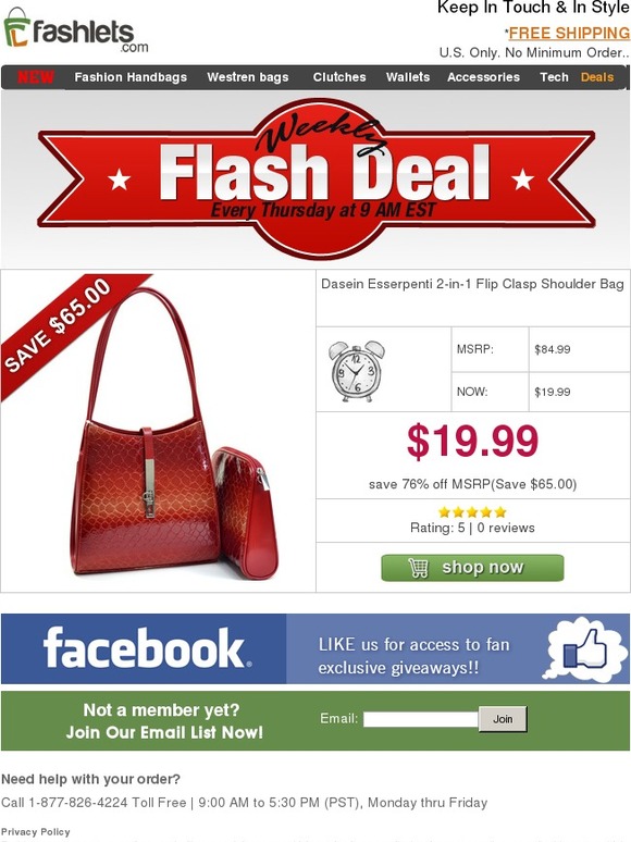 Fashlets Flash Deal - Classic Snakeskin 2-in-1 Shoulder Bag Only $19.99