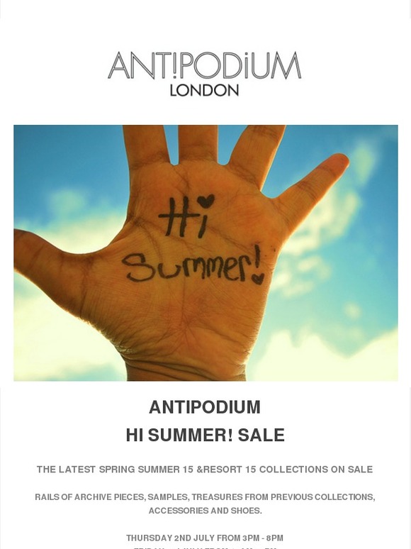 Antipodium Hi Summer! Sale