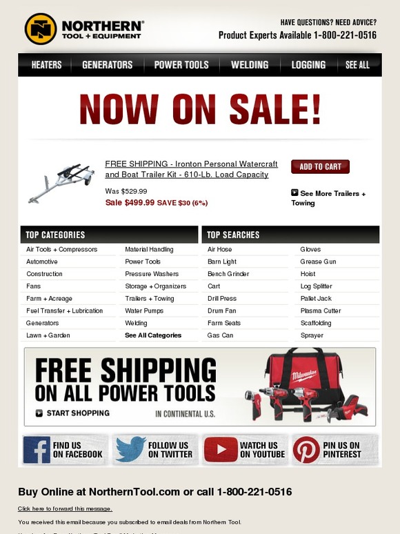 Northern Tool Now On Sale FREE SHIPPING Ironton Personal Watercraft