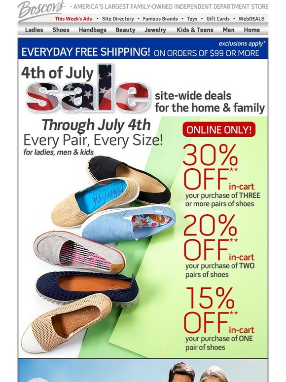 boscov's shoe sale buy one get one for 1.99