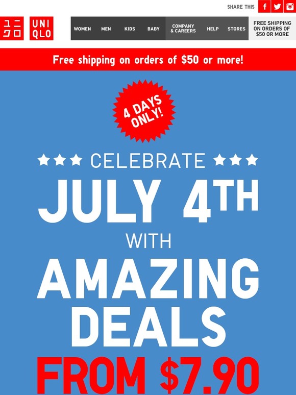 UNIQLO Our July 4th sale kicks off today! Milled