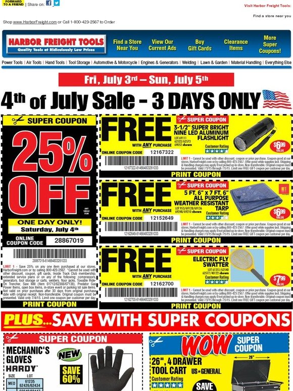 Harbor Freight Tools ★ 4th of July Sale Starts Friday, July 3rd 3