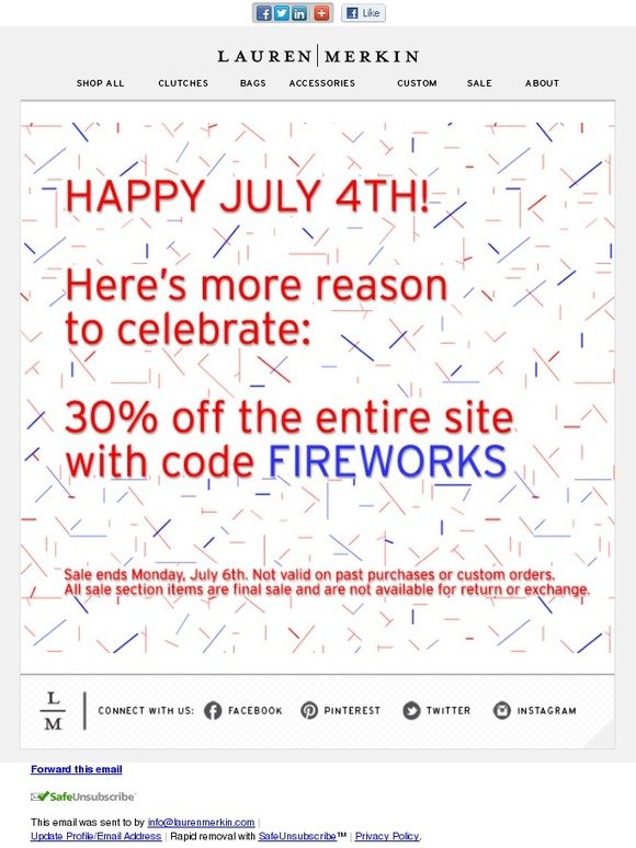 July 4th Weekend Sale! 30% off EVERYTHING!