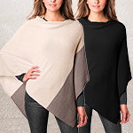 Celeste Ladies' Colorblock Cashmere Blend Poncho