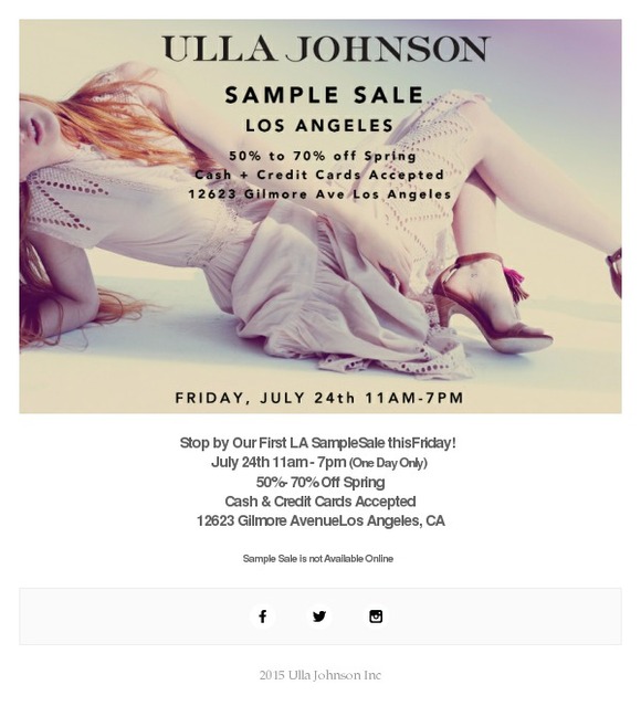 Ulla johnson discount sample sale 2015