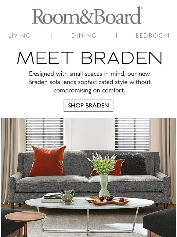 Room & Board New, midcenturyinspired Braden sofa Milled