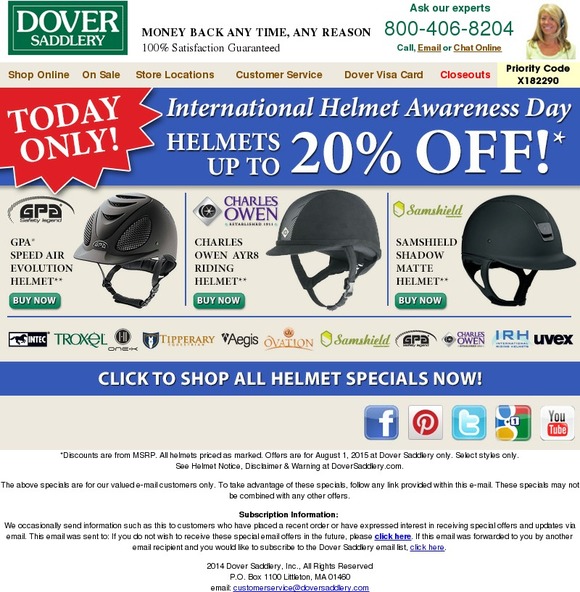 Dover TODAY ONLY Save up to 20 at the International Helmet