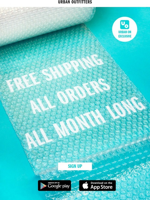Urban Outfitters Urban On Exclusive FREE Shipping, All Orders, All