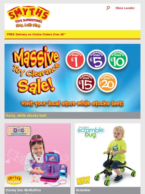Smyths Toys HQ Massive Toy Clearance Sale Hurry, while stocks last